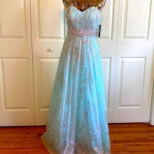 Full length ball gown. Excellent for pageants, or black-tie event.